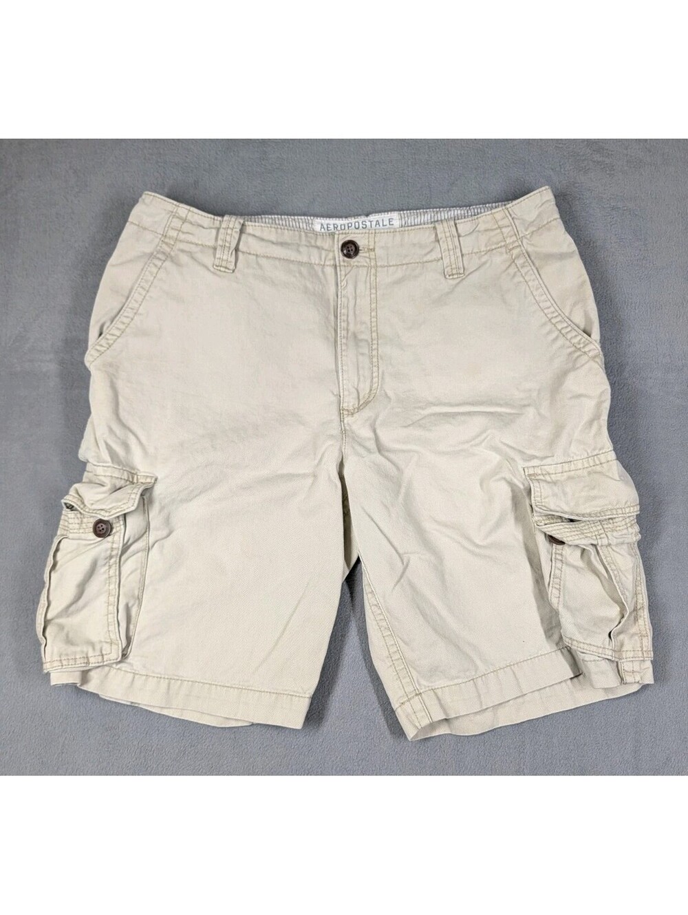 Aeropostale Mens 36 Tan Cargo Shorts Cotton Casual Outdoor Utility Pockets Beige